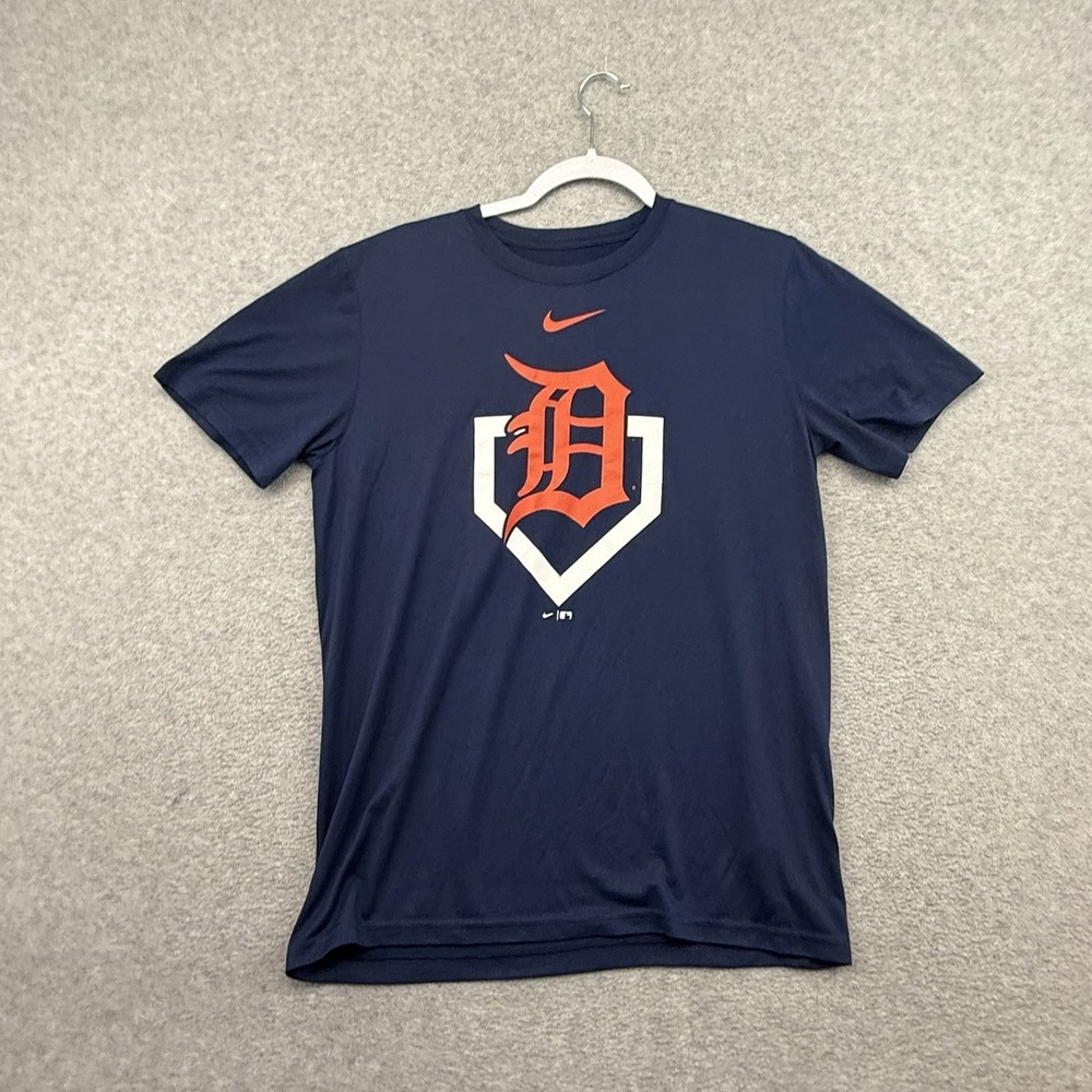 Mens Nike Tee Medium Navy‎ Blue Dri-Fit Detroit Tigers Crewneck Graphic T-Shirt